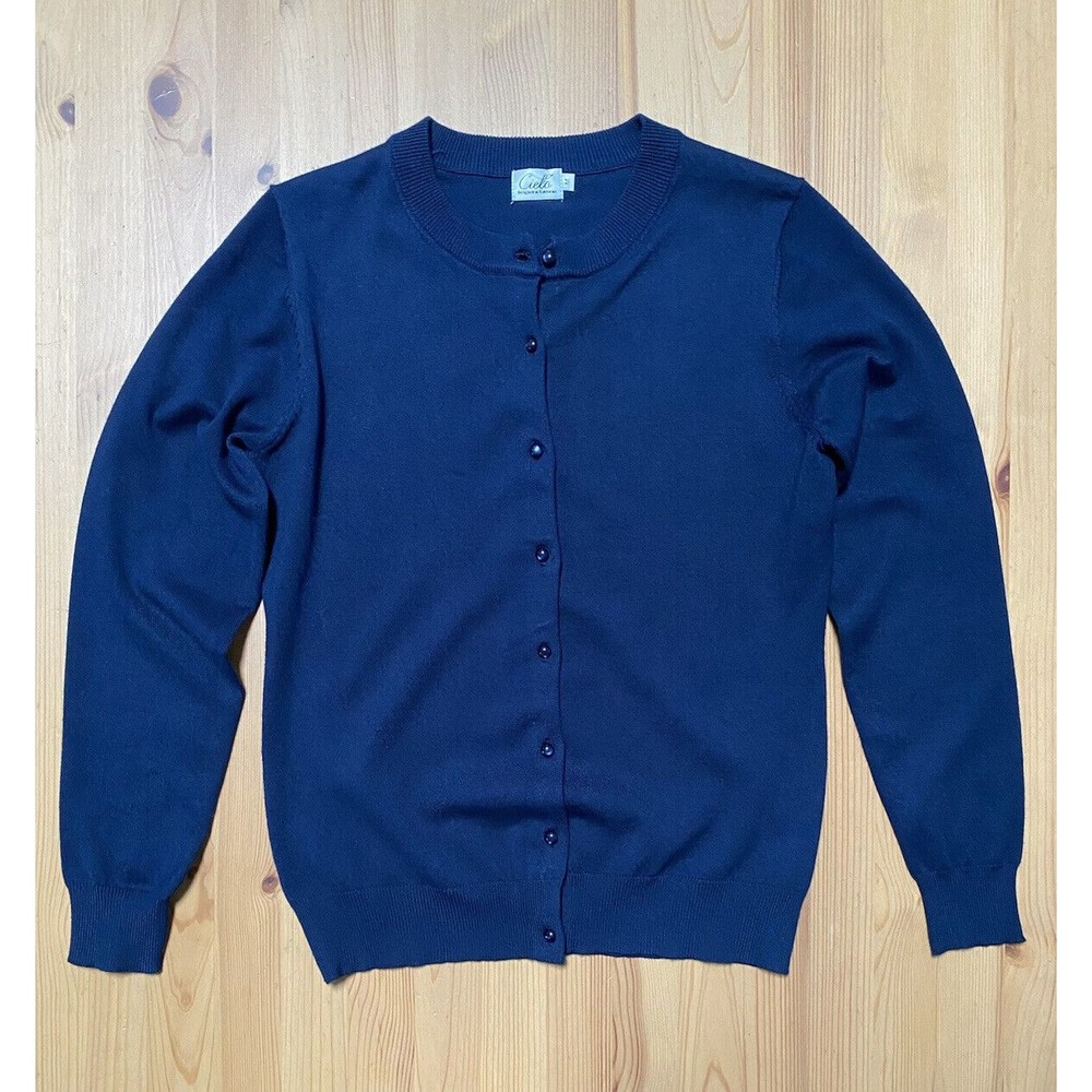 Cielo Designed in California Women’s Navy Blue Button Up Cardigan Sweater Sz M